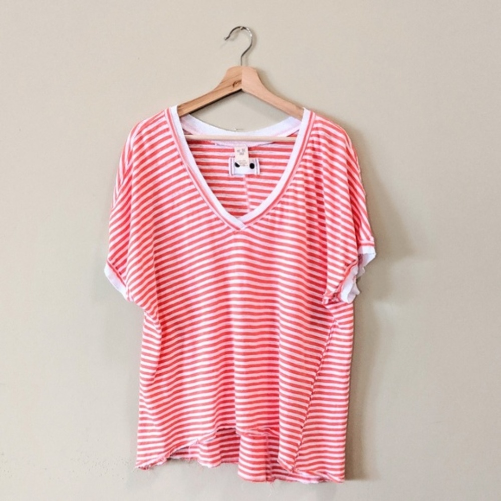 FREE PEOPLE Take Me Stripe Tee Size Medium - Picture 2 of 8